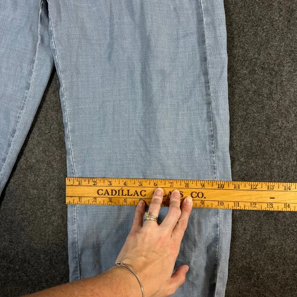 American Eagle Light Wash Lyocell Wide Leg Crop Drawstring Pants Blue 4 Short - Image 6