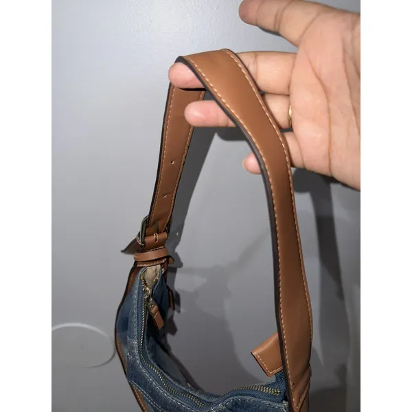 True religion denim Leather hobo bag purse shoulder bag pocket Logo hangtag M - Image 8