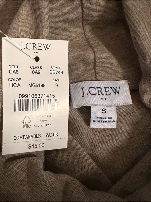 J. Crew Mocha Brown Slim Fit Tissue Turtleneck Long Sleeve Top Size S NWT - Image 9