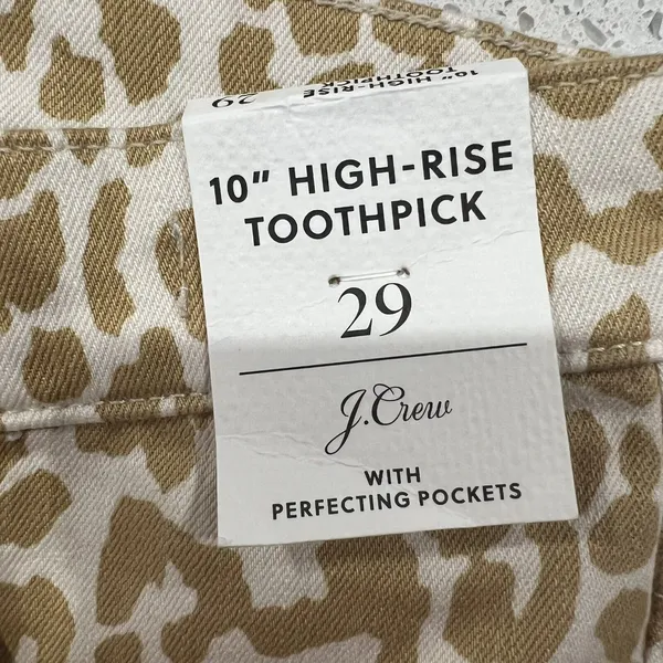 J. Crew Size 29 Jeans‎ 10" High Rise Toothpick Animal Print Safari Leopard NEW - Image 4