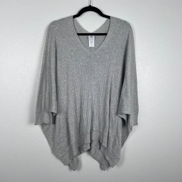 Cabi Watson Pullover Sweater Grey Ribbed V-Neck Dolman Sleeve 5451 Womens Size M - Image 2