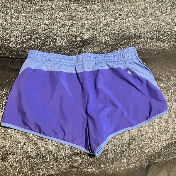 Womens M Nike Dri Fit Athletic Running Shorts w/Biker Shorts- Purple - Image 3