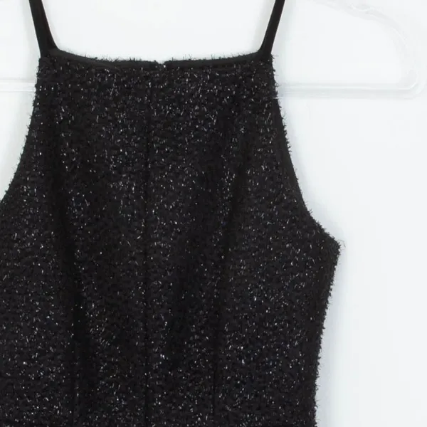 H&M Womens Sleeveless‎ Textured Midi Cocktail Dress Size 2 Black Sparkle Evening - Image 2