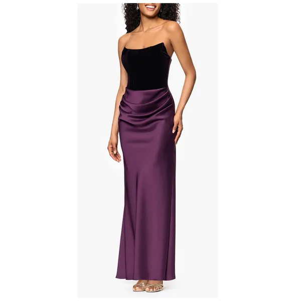 NEW Betsy & Adam Strapless Velvet & Satin Dress Size 8 - Image 3