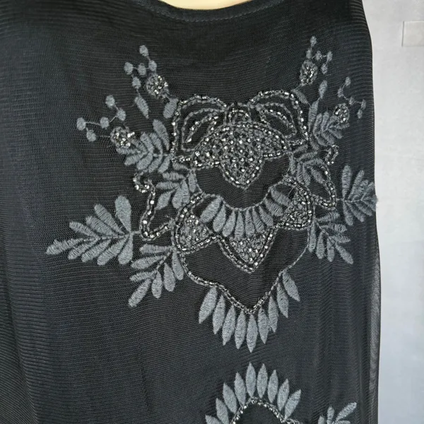 Abercrombie & Fitch Beaded Mesh Mini Tank Dress S Black Whimsigoth Dark Fairy - Image 6