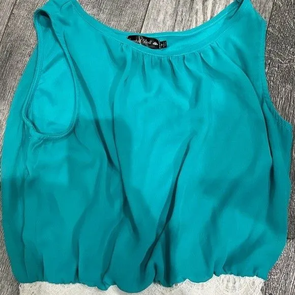 Crystal Doll Womens Medium Blue Tank Top and Off White‎ Bottom Dress Sleeveless - Image 4