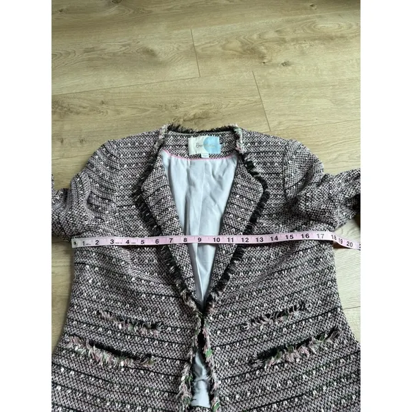 EUC Women Boden Pink Black Tweed 3/4 Sleeve Blazer jacket workwear pocket Size 8 - Image 7