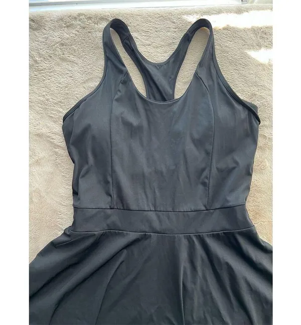 ABOCIW Women's M Black Sleeveless Athletic Dress w/ Built-in Shorts & Bra - Image 2