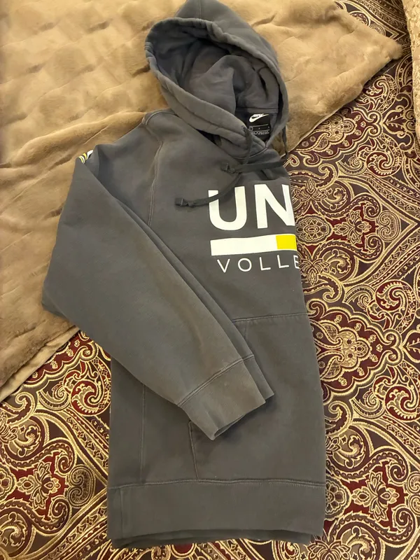 Mens Gray Hooded Nike Sweatshirt Size Large - Image 7