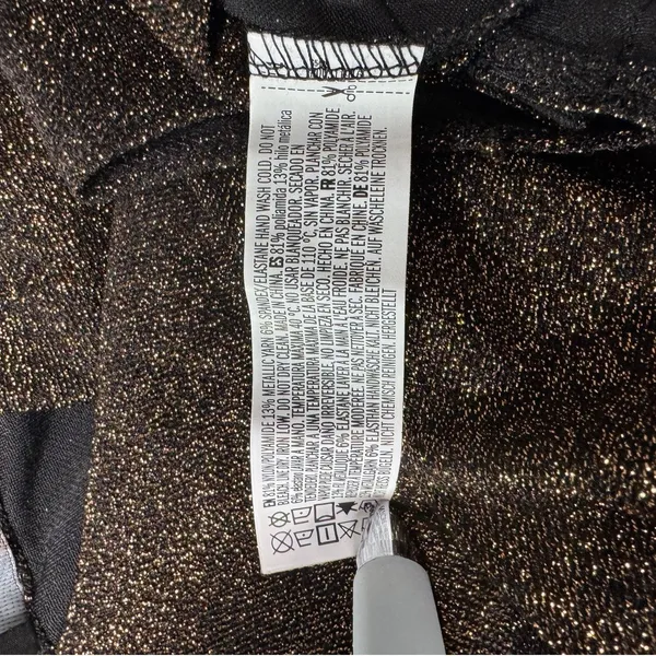 Forever 21 Metallic Bodysuit L Black Bronze Shimmer Cowl Neck NWT - Image 10