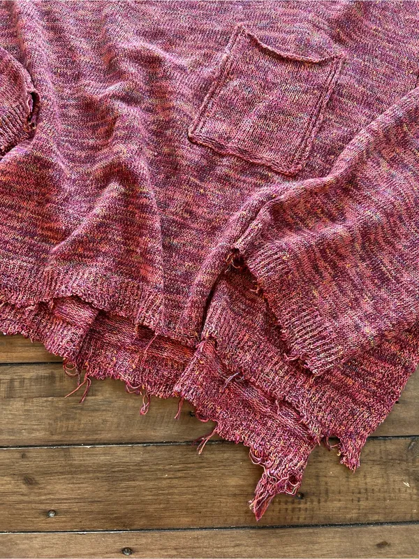 Free People Linen Prism Spacedye Red Slouchy Sweater S - Image 9