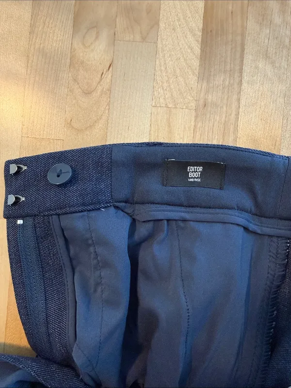 NWT Express Editor Boot Cut Mid-Rise Navy Woven Career Dress Pant Trouser 2 Long - Image 11