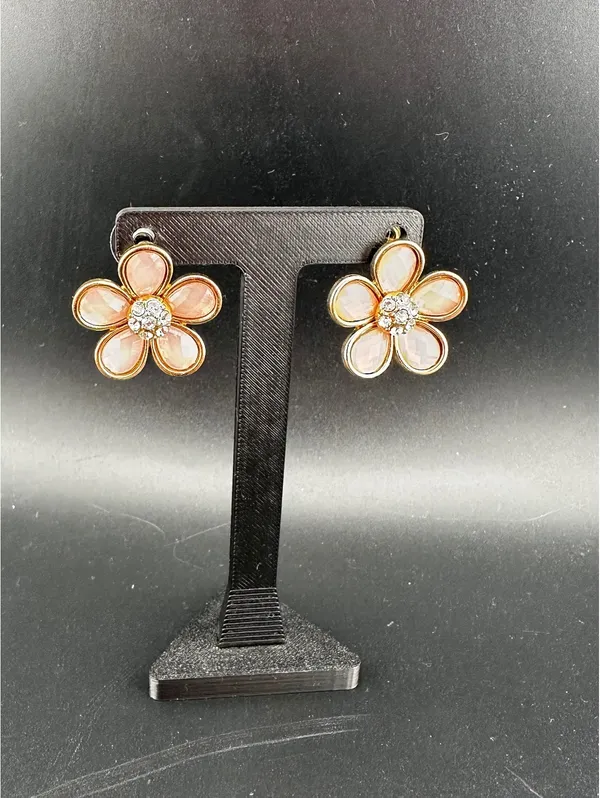 Betsey Johnson Floral Stud Earrings with Rhinestone Centers - Image 3