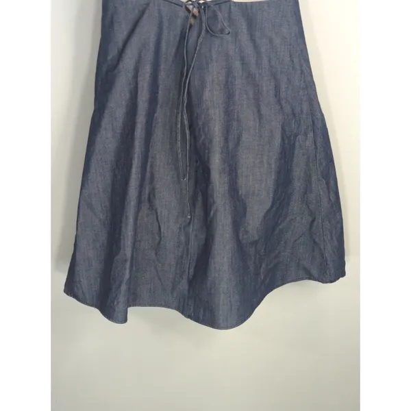 Zara Blue Denim Strappy‎ Mini Dress Womens S Swingy Summer Cotton Chic Vacay - Image 5