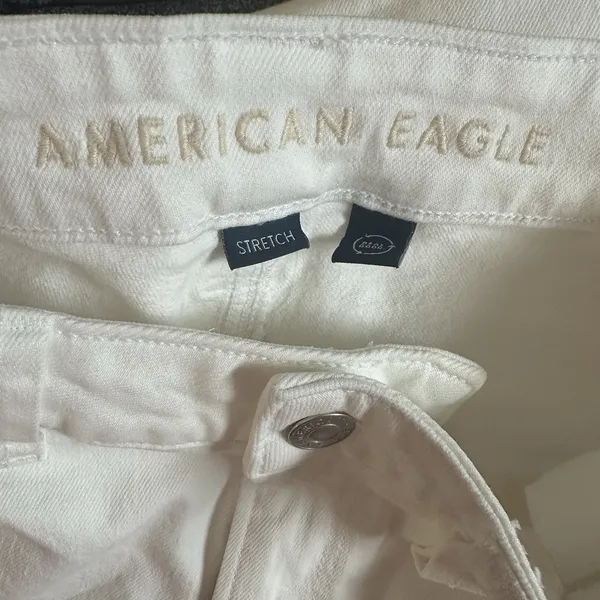 American Eagle Super High Rise Baggy Wide Leg Jeans Womens 8 White Cargo Stretch - Image 5