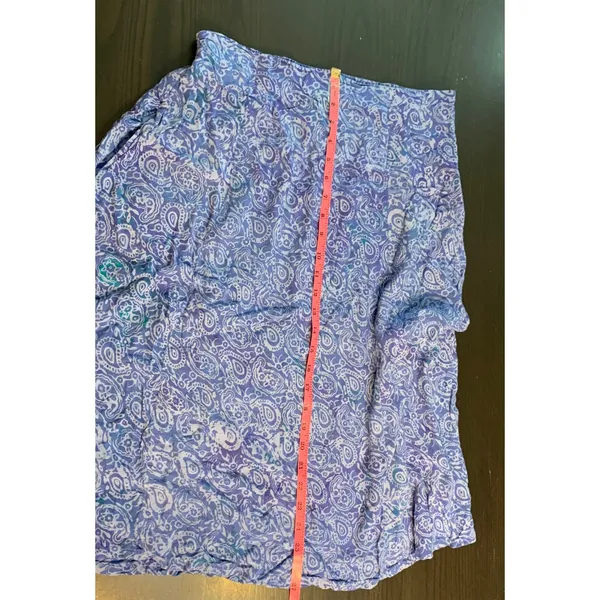 Very‎ Vineyard Skirt Blue Paisley Print Midi Elastic Waist Rayon Size L Martha's - Image 9