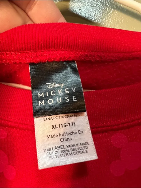 Disney Mickey Mouse Sweatshirt Red‎ Reindeer Tangled Lights Christmas XL 15-17 - Image 8