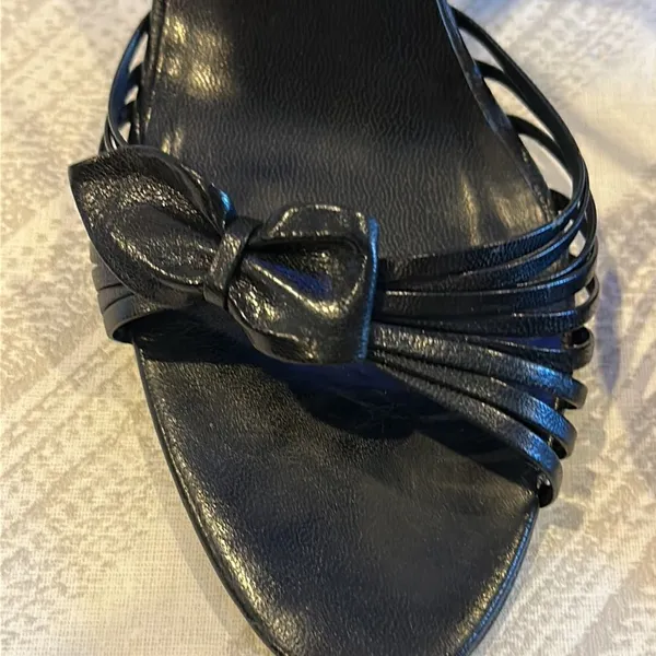 Coach Joelle Black Kid Leather Strappy Bow Heels Size 7.5 - Image 3