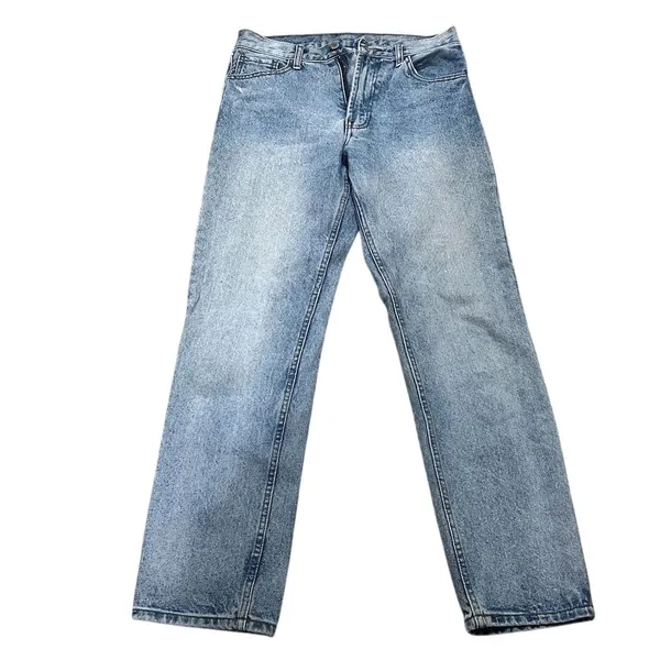 Topshop Women's Cropped Jeans Size 24 Blue Frayed Hem Relaxed Fit - Image 6