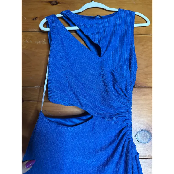 NWT Lulus Upgraded Stunner Royal Blue Ribbed Cutout Sleeveless Maxi Dress Size S - Image 5