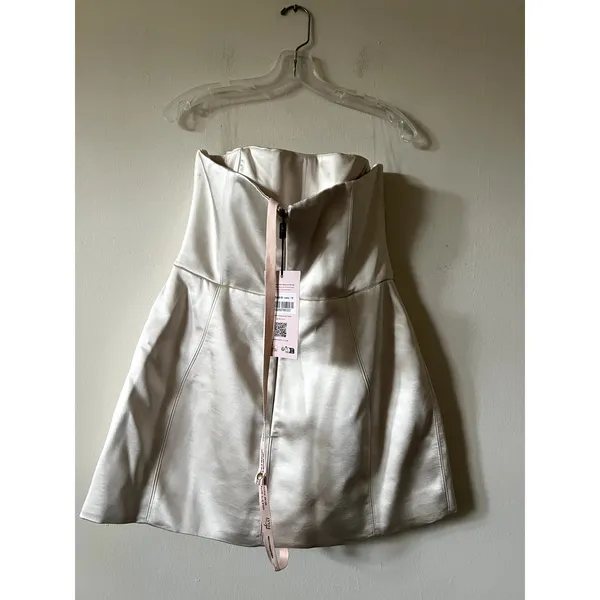 Oh Polly Haisley Bandeau Structured Tulip Mini Dress in Ivory Size 10 New - Image 4