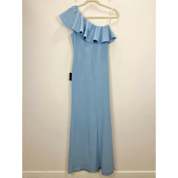Lulus Last Forever Powder Blue One-Shoulder Ruffle Maxi Dress Formal Small NWT - Image 7