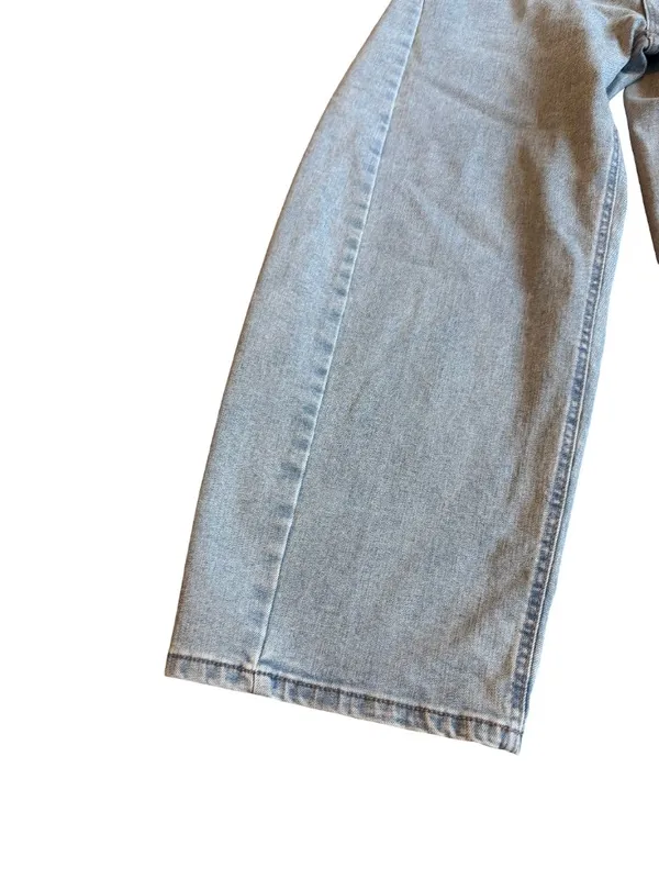 Oat New York Wide Leg Barrel Jeans Light Wash Denim Quiet Luxury Size 10/30 - Image 6