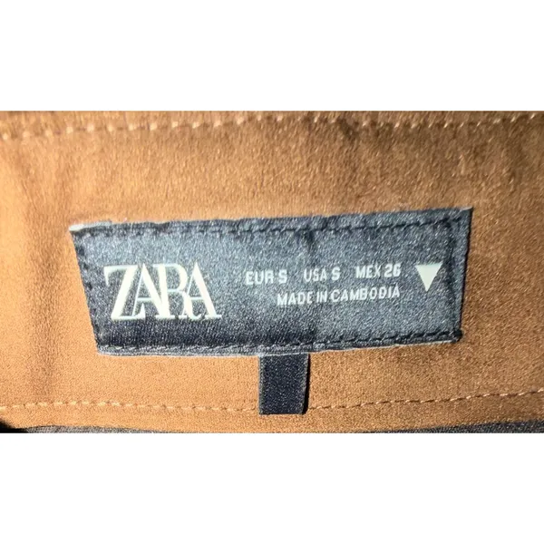 Zara 5030/511/730 Faux Suede Brown Mini Skort Side Zip S EUC - Image 2