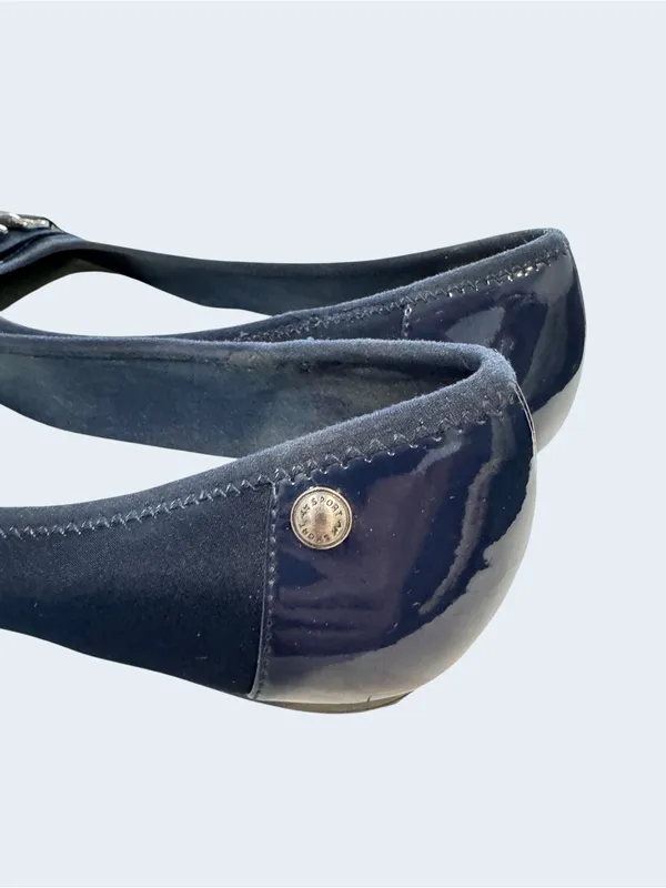 Anne Klein AK Sport Navy Ballet Flats Chain Accent Women’s Size 10M - Image 6