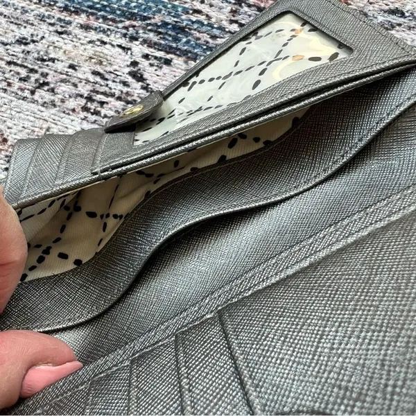 Kate Spade Newberry Lane Stacy Bifold Wallet Silver Gray Leather - Image 5