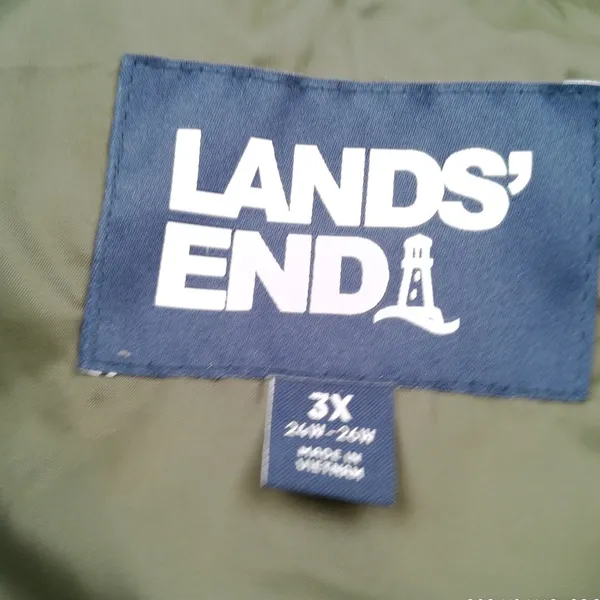 Lands' End Women's 3X Diamond Quilted Puffer Vest in Olive Full Zip Lightweight - Image 4