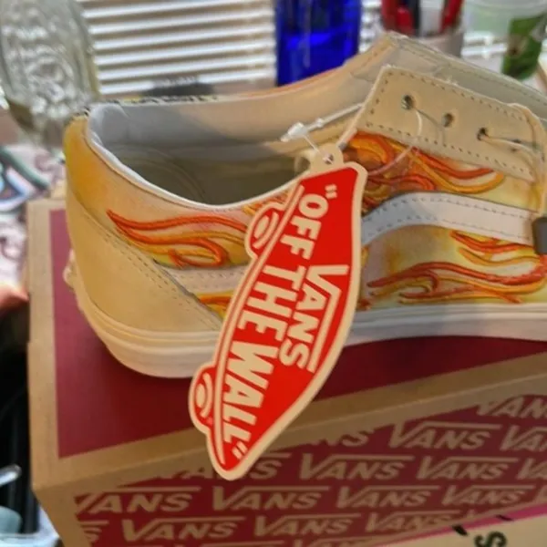 Vans Old Skool Bandana Flame Beige Orange size 8.5 - Image 9