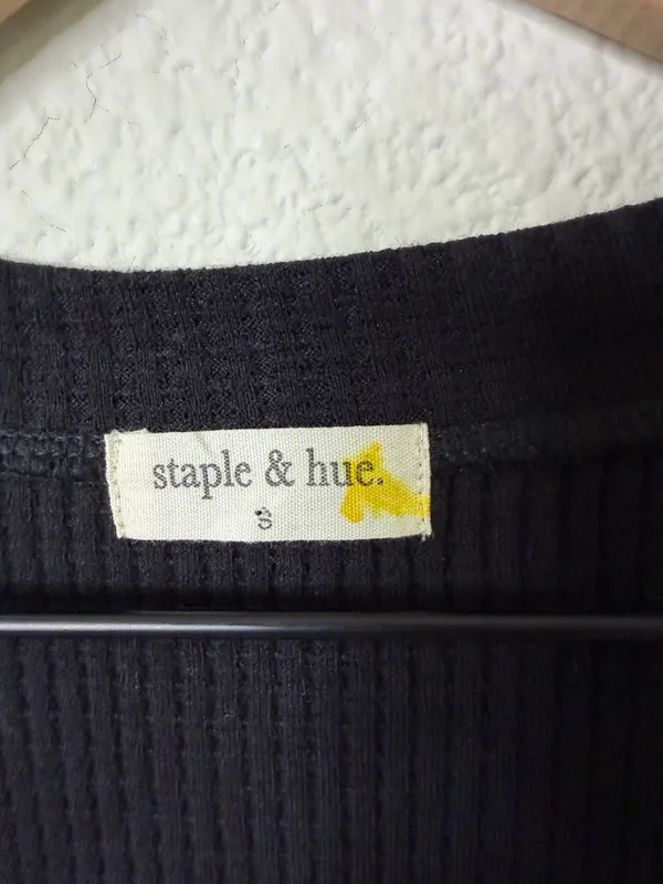Staple & Hue Shiloh Ribbed Short Sleeve‎ Top Crop Black Shirt Women’s Size S - Image 4