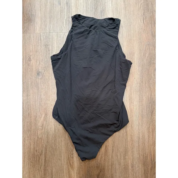 Skims Black Sleeveless Mock Neck Bodysuit‎ Slim Fit Stretch Snap Closure Top - Image 2