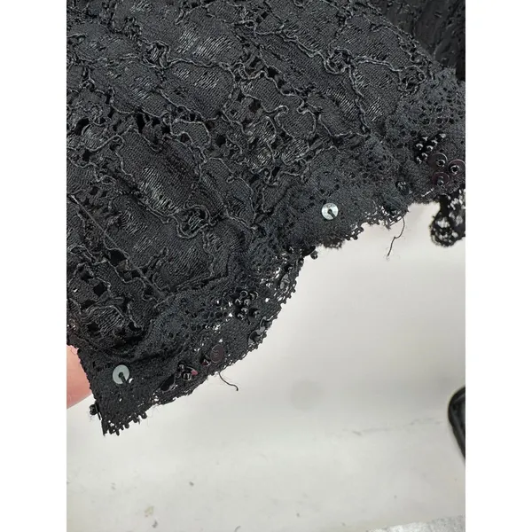 Jaclyn Smith Black Floral‎ Whimsigoth Y2K Coquette Lace Pencil Skirt Sz L Dark Romantic - Image 7