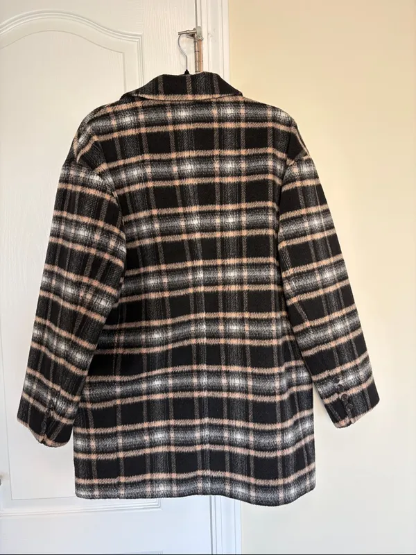 Avec Les Filles plaid shawl coat, size Small. Brown and black. Wool blend - Image 7