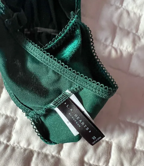 LA Hearts Velvet Green Cinched Bralette Size XS - Image 3