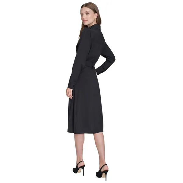 Halston Womens Wear to Work Collared V-Neck Long Sleeve Dress HD4H8ACL Black 14 - Image 7