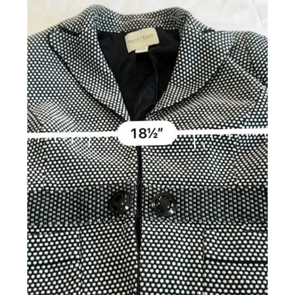 WHBM Black White Polka Dot Blazer Women's 12/14 Cotton Cropped Notch Lapel - Image 10
