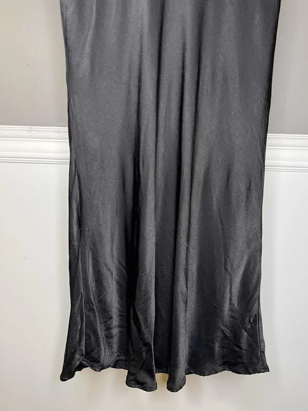 Meshki Dress Womens XS Black Strapless Satin Open Back Maxi Bodycon Formal - Image 9