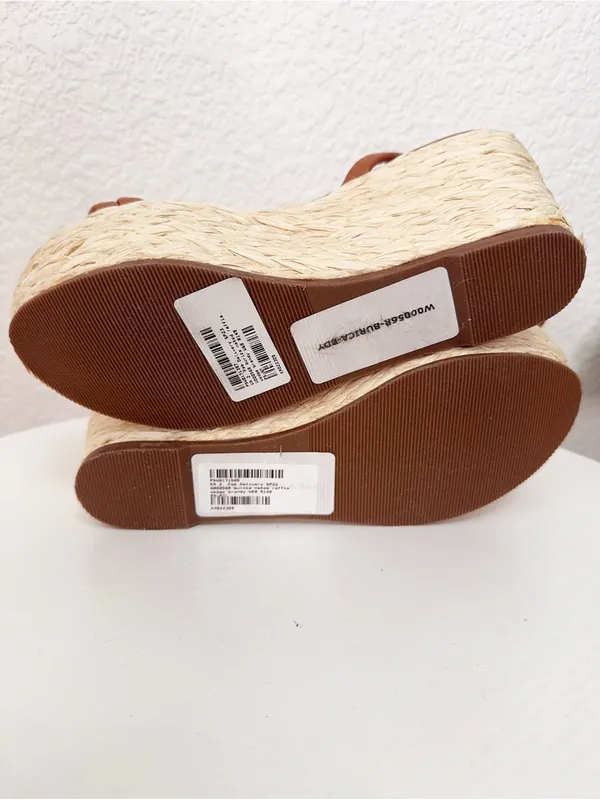 Kaanas Burica Naked Raffia Wedge Brandy Summer Platform Size 6 - Image 5