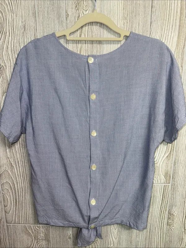 Madewell Dusty Blue Front-Tie Crop Top - Image 2