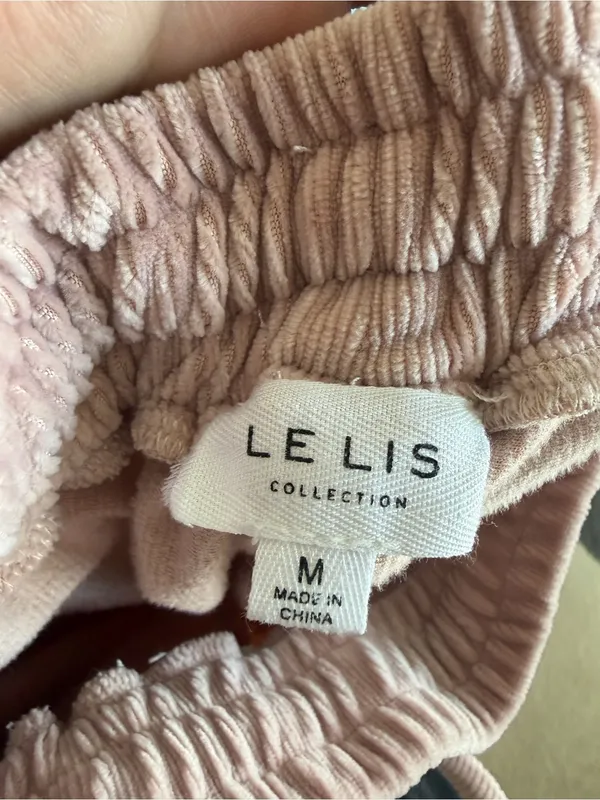 Le Lis Collection Blush Pink Ribbed Corduroy Velour Jogger Pants Women’s Size M - Image 5