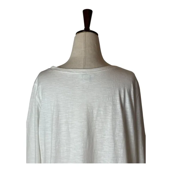 Sundance Shirt Women Large White Cotton Mixed Print Knit Long‎ Sleeve Tee Boho - Image 5