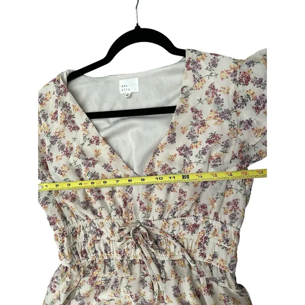 Boho Floral Tiered Maxi Dress V-Neck Smocked Waist Cream SzM Perfect for Fall! - Image 9