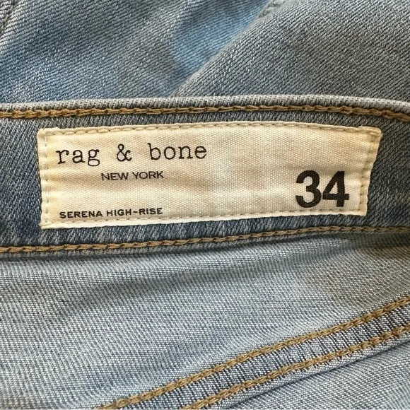 rag & bone Women's Serena High Rise Wide Leg Raw Hem Denim Jeans Size 34‎ - Image 12