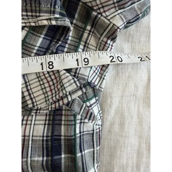 Veronica Beard Plaid Ruffle Blouse Womens 6 Butto Down - Image 5
