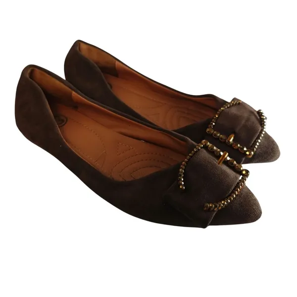 Y2K Brown toe Buckle flats Size 7.5 - Image 2
