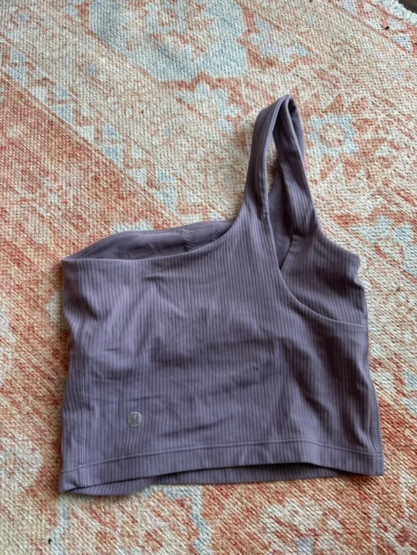 Lululemon Ribbed Nulu Asymmetrical Yoga Tank Top Purple Ash W1ERPS size 0 - Image 7
