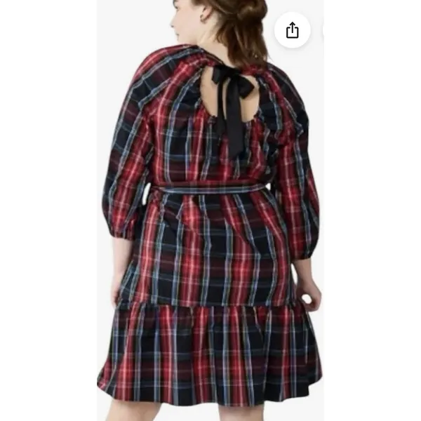 Draper James RSVP Tiered Red And Black Christmas Dress With‎ Bow - Image 2
